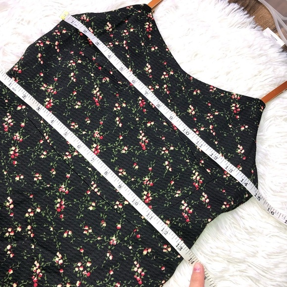 Victoria Beckham Black Floral Print Textured Leather Strap Detail Sheath Dress - Picture 11 of 13